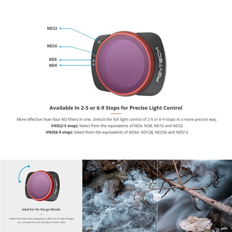 R * VND 2-5 VND 6-9 กรองสําหรับกระเป๋า 3 ตัวกรองเลนส์กล้อง CPL ND8 ND16 ND32 ND64 Optical Glass เลนส