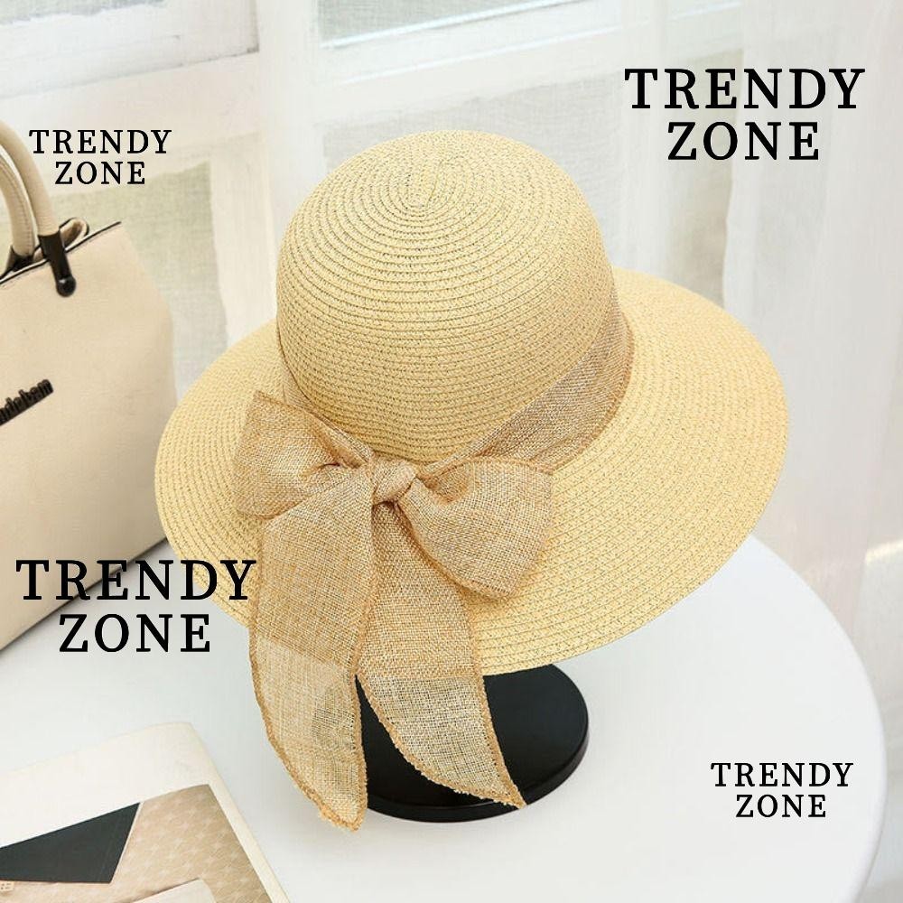 Trendyzone หมวกชาวประมง โบไท ฤดูร้อน ลําลอง ผู้หญิง หมวกกันแดด แฟชั่น พับได้ ป้องกันรังสียูวี หมวกชายหาด เดินทาง