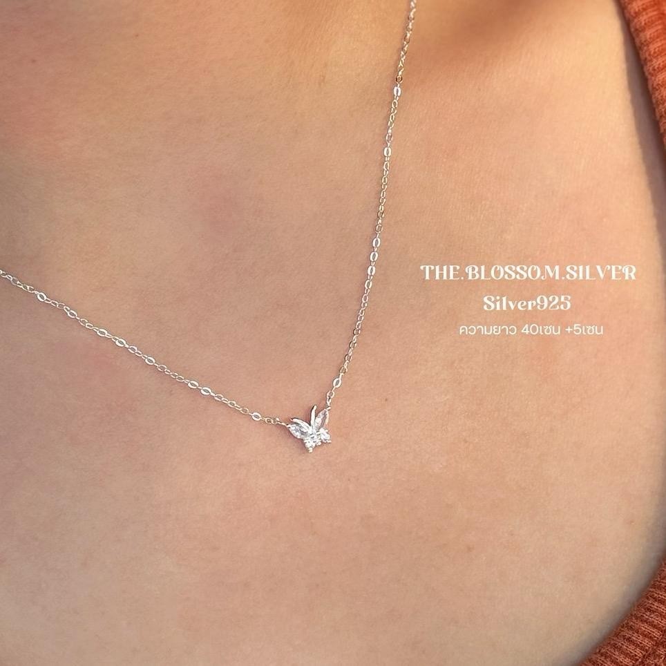 Butterfly Cz necklace S925 | สร้อยผีเสื้อพลอย เงินแท้925 จี้ถอดไม่ได้