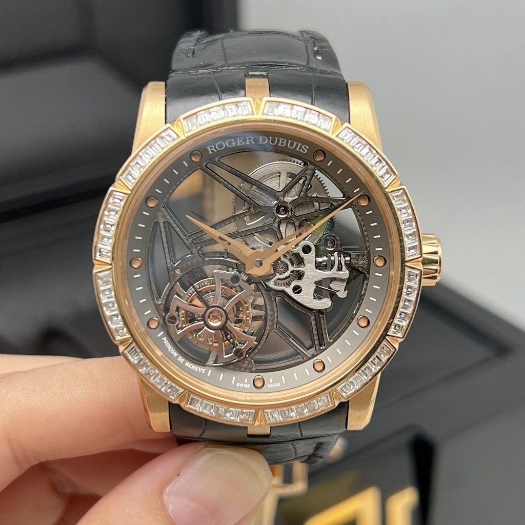 Roger Dubuis King RDDBEX0404 นาฬิกาข้อมือทัวร์บิลลอน เนื้อหยาบ เส้นผ่านศูนย์กลาง 42 สีโรสโกลด์