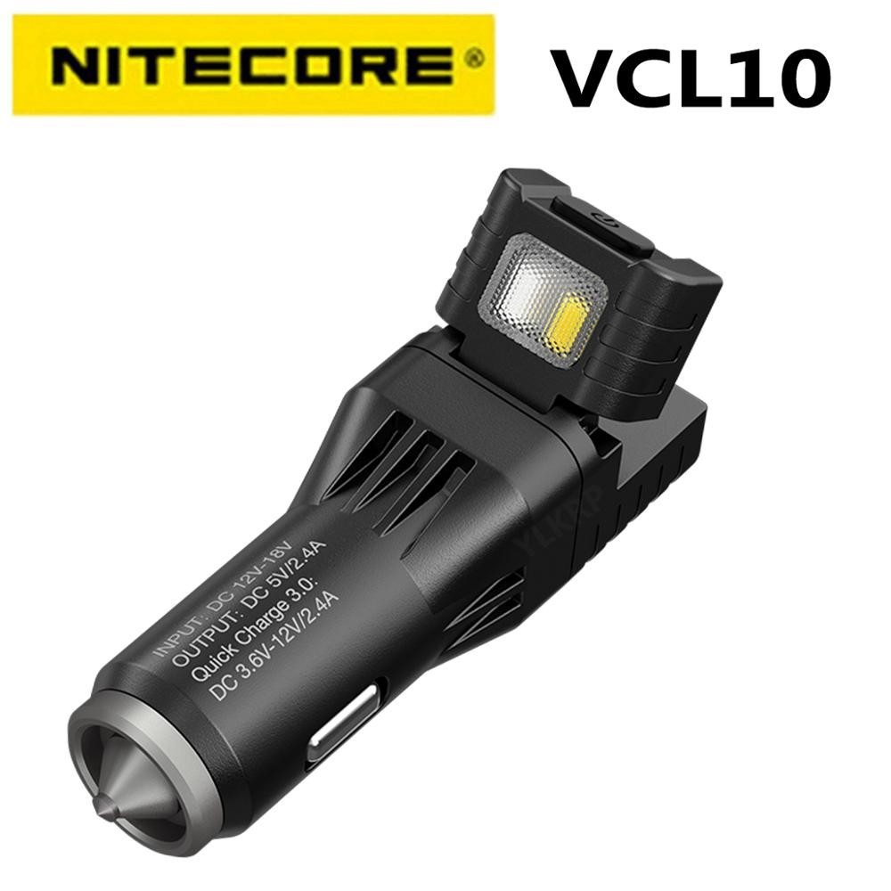 Nitecore VCL10 All-In-One ที่ชาร์จแก้ว ไฟเตือนฉุกเฉิน QC3.0 อเนกประสงค์ สําหรับยานพาหนะ