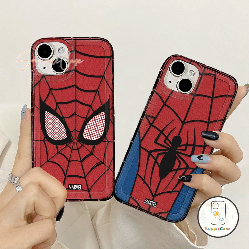 ยี่ห้อแฟชั่น การ์ตูนสไปเดอร์แมน เจ๋งอ่ะ ที่อยู่อาศัย เข้ากันได้ iPhone 11 14 15 12 13 Pro Max 15 8 14 7 Plus XR XS Max X