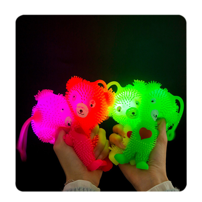 ของเล่นลูกบอลบีบ มีไฟ LED เรืองแสง รูปหมีน่ารัก ขนาดใหญ่ ขายตรงจากโรงงาน