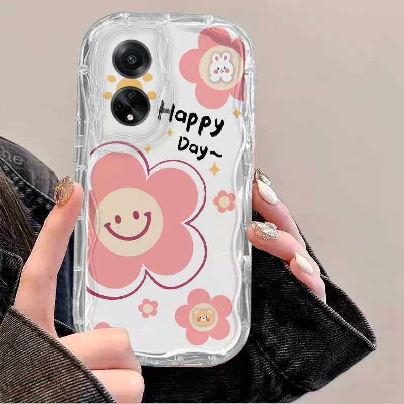 เคส OPPO A58 A38 A18 A78 A98 5G 4G ใส เพื่อความสวยงาม กันกระแทก ป้องกันกล้อง ดอกไม้ ขอบนิ่ม TPU เคสโทรศัพท์