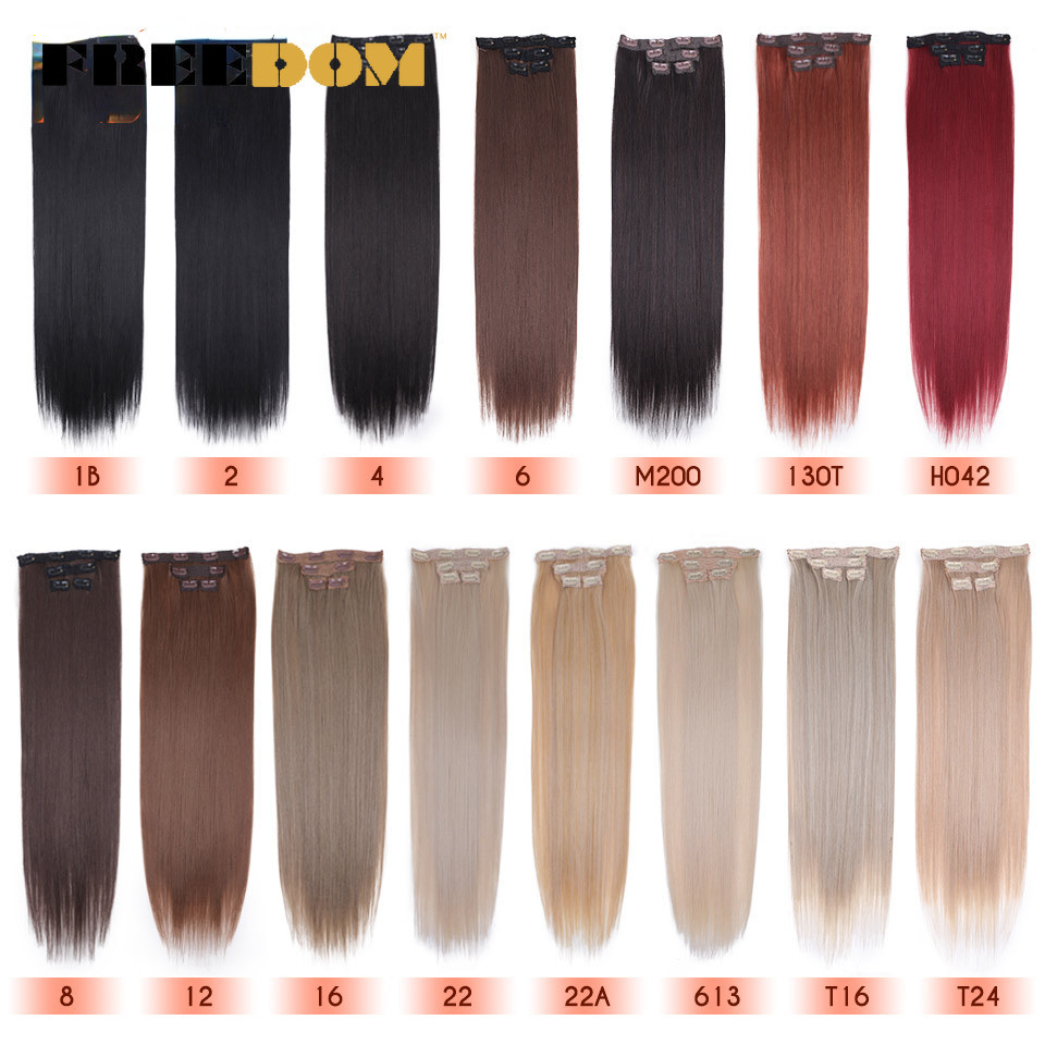 Freedom กิ๊บติดผมสังเคราะห์ ยาวตรง สีบลอนด์ 60 ซม. 8 ชิ้น