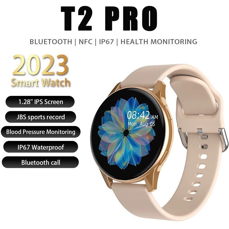 นาฬิกาข้อมือสมาร์ทวอทช์ บลูทูธ หน้าจอสัมผัส T2 pro Galaxy Active 2 Flame VS H11 h12 hello watch ultra 2 Samsung