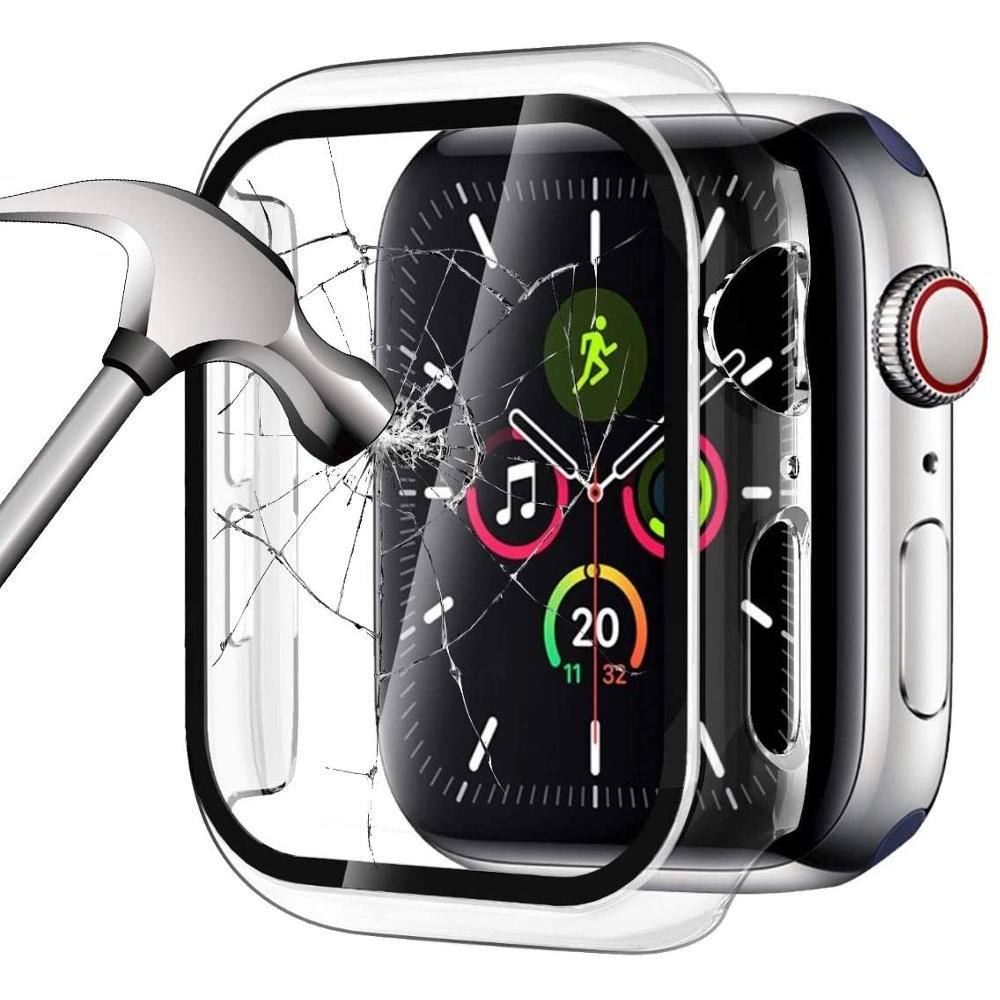 เคส HD สําหรับ Apple Watch Series 5 4 3 40 มม. 44 มม. กระจกนิรภัยในตัว ป้องกันเต็มหน้าจอ กันชน สําหรับ iWatch อุปกรณ์เสริม