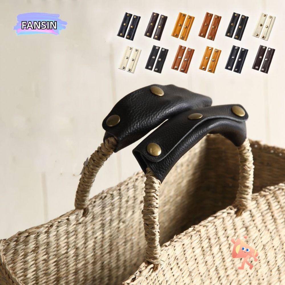 Fansin ปลอกหนังหุ้มมือจับกระเป๋าเดินทาง แบบนิ่ม สีพื้น กันการบีบรัด 2 ชิ้น