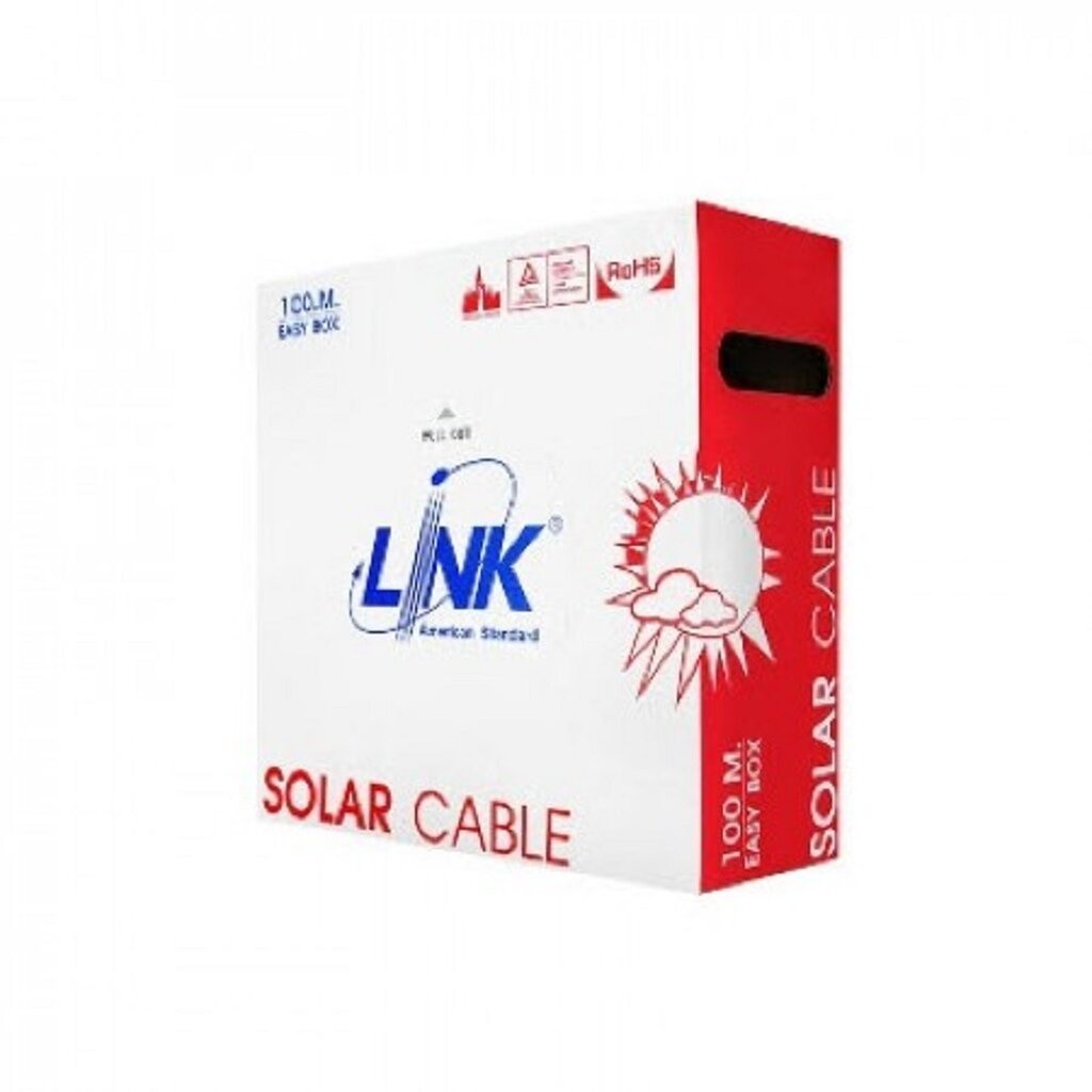 LINK สายไฟโซล่าเซล TUV Solar PV Cable 6 Sq.mm. 100 M ยี่ห้อลิงค์ Link CB-1060AB-1 สีแดง สายโซล่าเซลล