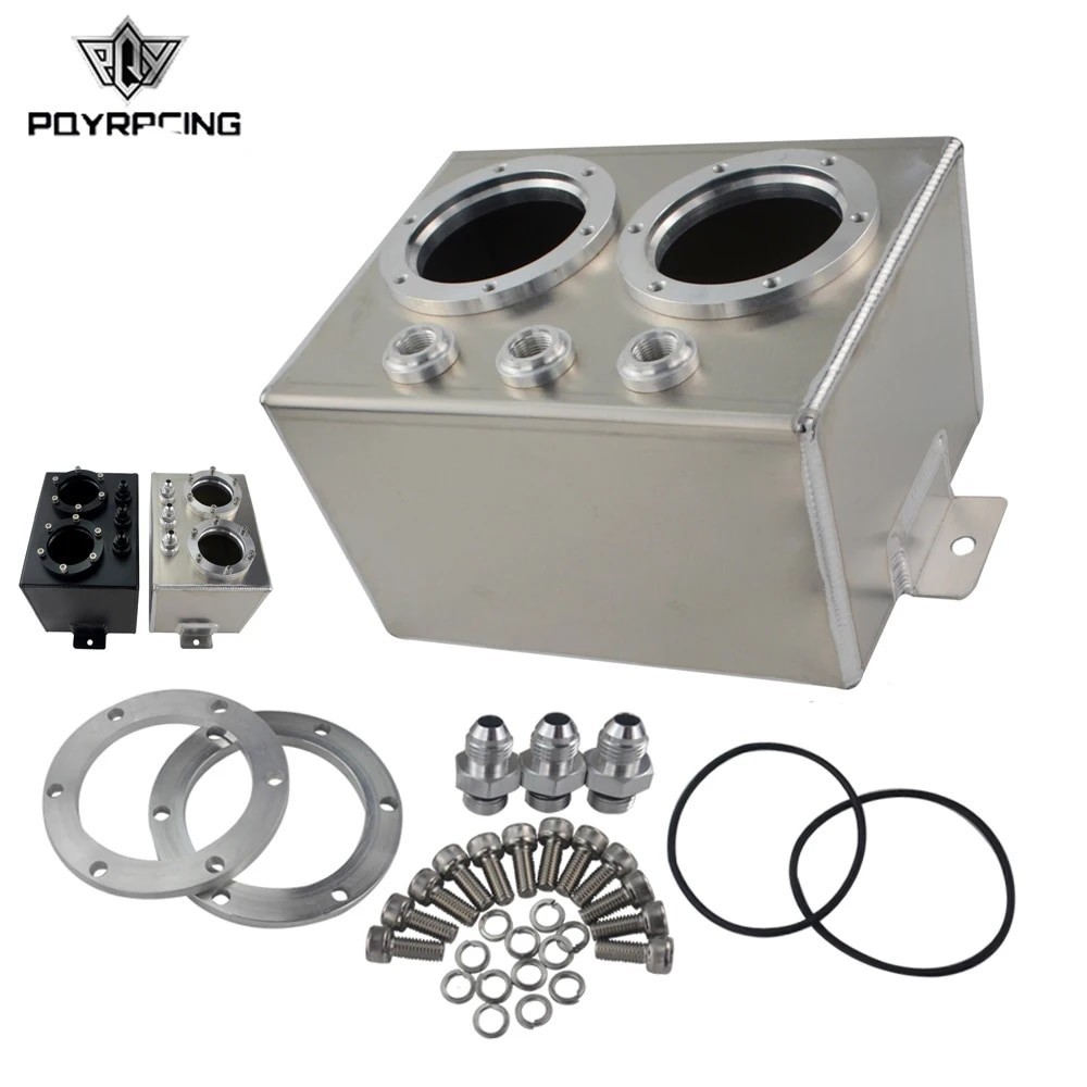 PQY - 3L Dual Billet Aluminum Fuel Surge Tank / Surge Tank Without 044 Fuel Pump Silver / Black PQY-