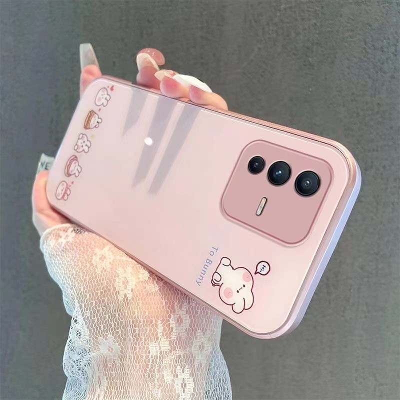 เคส VIVO V23 5G VIVO V27E เคสหมี พร้อมตัวป้องกันกล้อง เคสใหม่ กระจกเหลว แบบเต็ม