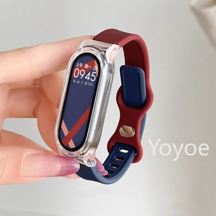 บล็อกสีสายรัดซิลิโคนใช้สําหรับ เสี่ยวหมี่ ไมล์ วงดนตรี 9 8 7 6 5 4 3 เอ็นเอฟซี เปลี่ยนสร้อยข้อมือกีฬาสายรัดข้อมือสมาร์ทนาฬิกาอุปก