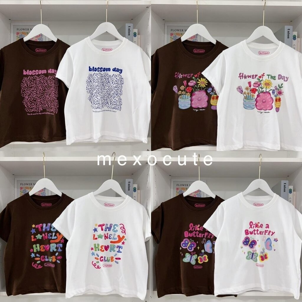 mexocute♡เสื้อครอปอกใหญ่ ผ้านุ่มพิเศษ ลายวาดมือ (อก38”ยาว19”)