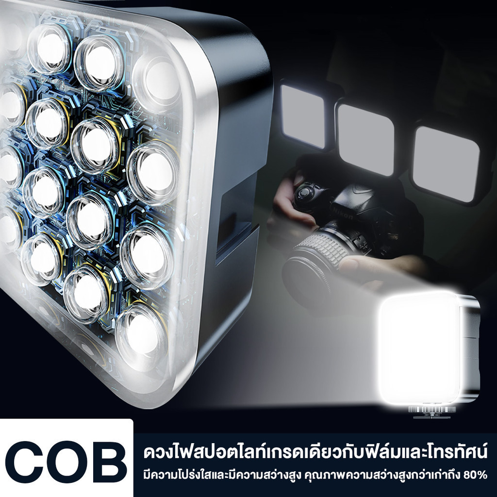 ไฟติดหัวกล้อง  ไฟถ่ายรูป แสงสามสี  Mini RGB  ขนาดเล็กและพกพาสะดวกสามารถใส่ในกระเป๋าของคุณได้