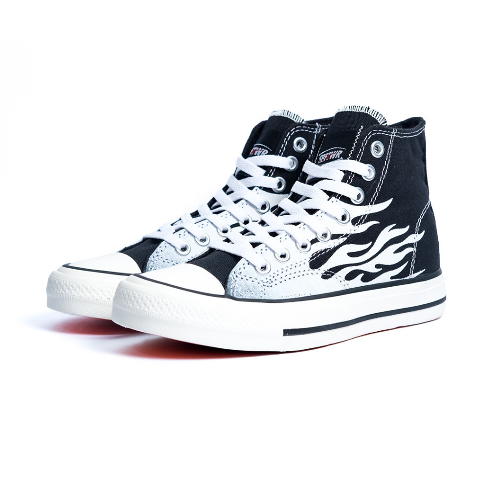 Saba White Flame High - รองเท้าผ้าใบลําลองผู้ชายผู้หญิงรองเท้า