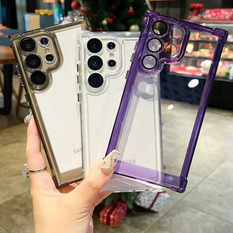Clear AirBag Shockroof สําหรับ Samsung Galaxy A15 A34 A54 A25 A35 A55 A53 5G เลนส์ฟิล์ม Protector บาง Hard Case
