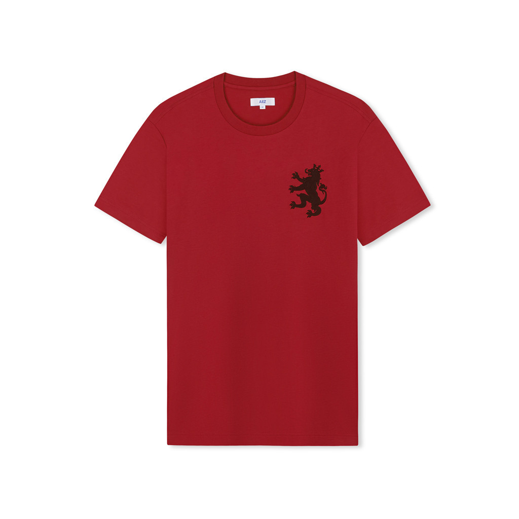 AIIZ (เอ ทู แซด) - เสื้อยืดคอกลมผู้ชายสีพื้น ปักโลโก้สิงห์ Men's Lion T-Shirts