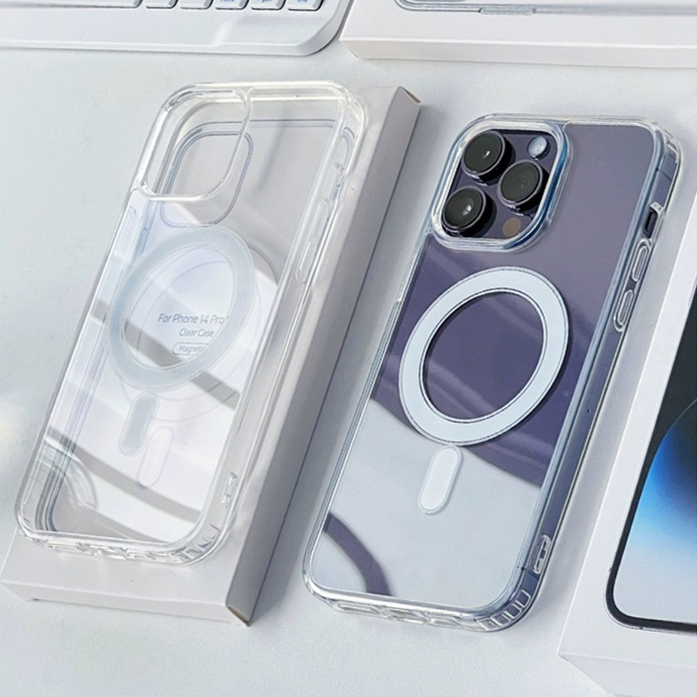 เคสโทรศัพท์มือถือแบบนิ่ม ใส กันกระแทก พร้อมแม่เหล็ก สําหรับ iPhone 15ProMax 15Pro 15 14 Pro MAX 13 12 11 Pro MAX XR IX XS MAX