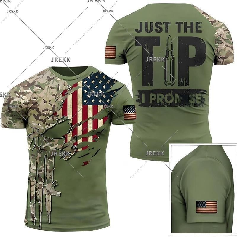 เสื้อยืด พิมพ์ลายพรางทหาร USA US 3D สไตล์ทหารยุทธวิธี สําหรับผู้ชาย