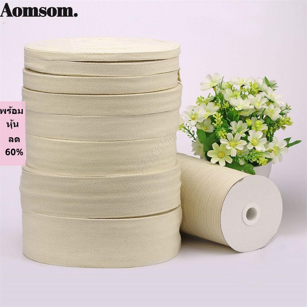 Aomsom ม้วนเทปริบบิ้น ผ้าฝ้าย กว้าง 1-5 ซม. ยาว 50 ม. สําหรับตกแต่งบ้าน
