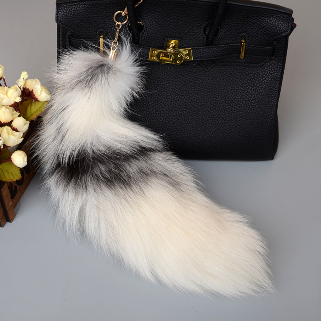 Furry Fox Tail Fur พวงกุญแจพวงกุญแจ Clasp Fur คอสเพลย์ของเล่นกระเป๋าถืออุปกรณ์เสริม