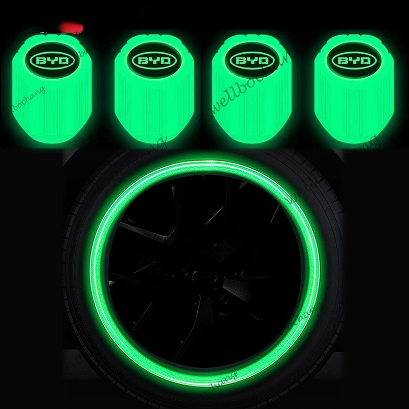 4 Pcs Glow Car Tyre Stopper ฝาปิดรถ Air Stopper สําหรับ BYD Atto 3 หยวน PLUS Atto 1 Dolphin