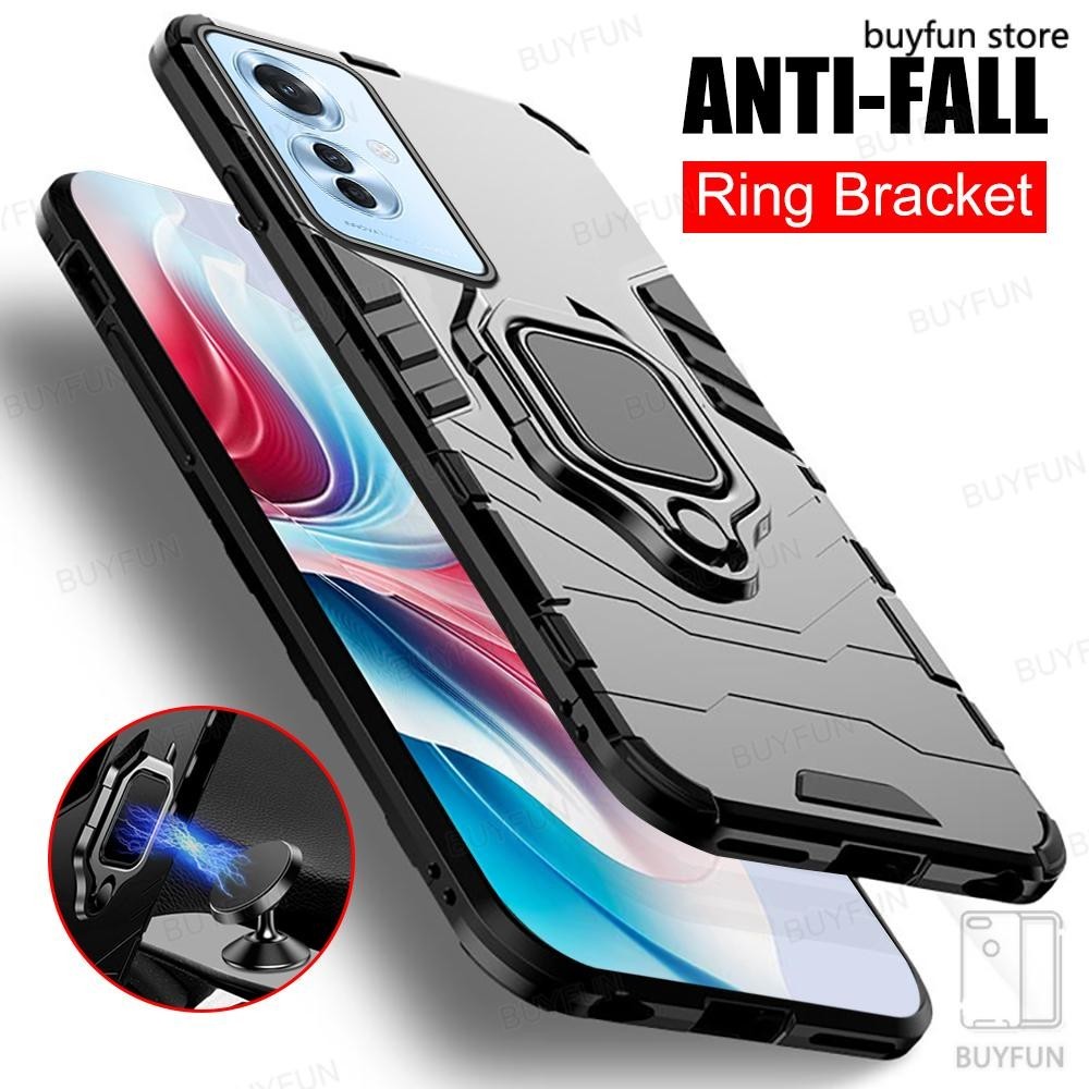For Oppo Reno11 F 11f F25 Pro Metal Ring Brakcet Anti-fall Case Car Magnetic Stand Cover Cover