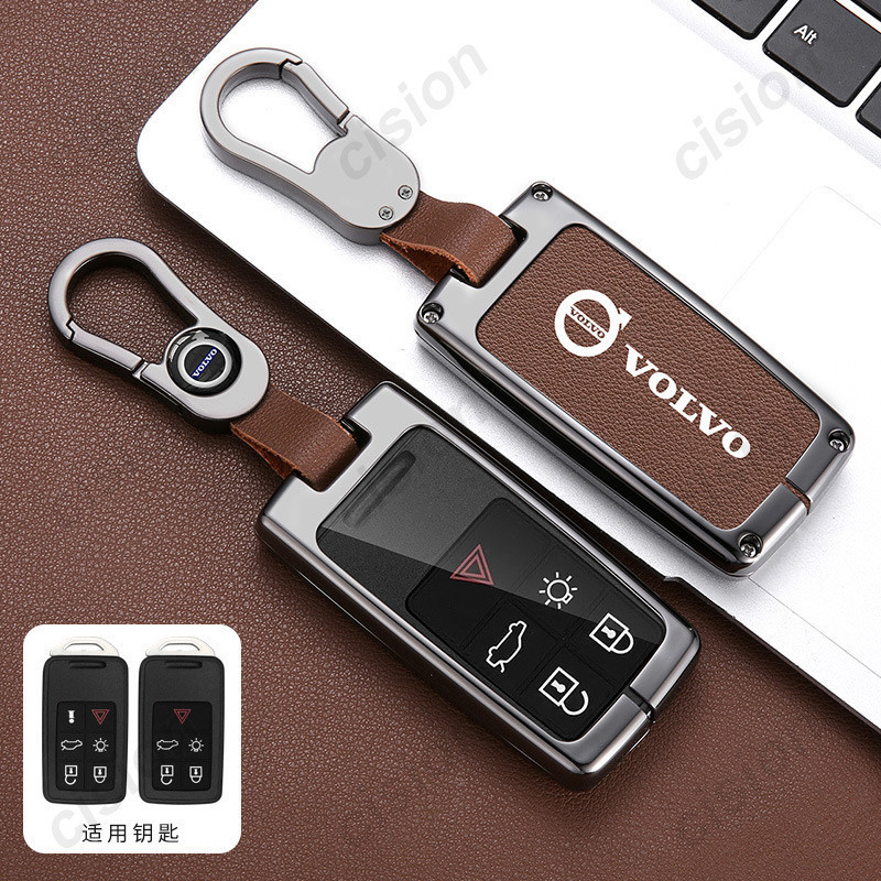 เคสกุญแจรีโมตรถยนต์ หนังวัวแท้ TPU ผสมสังกะสี 6 ปุ่ม สําหรับ Volvo C30 S40 S60 S80 S90 V40 V50 V60 V70 XC60 XC70 5