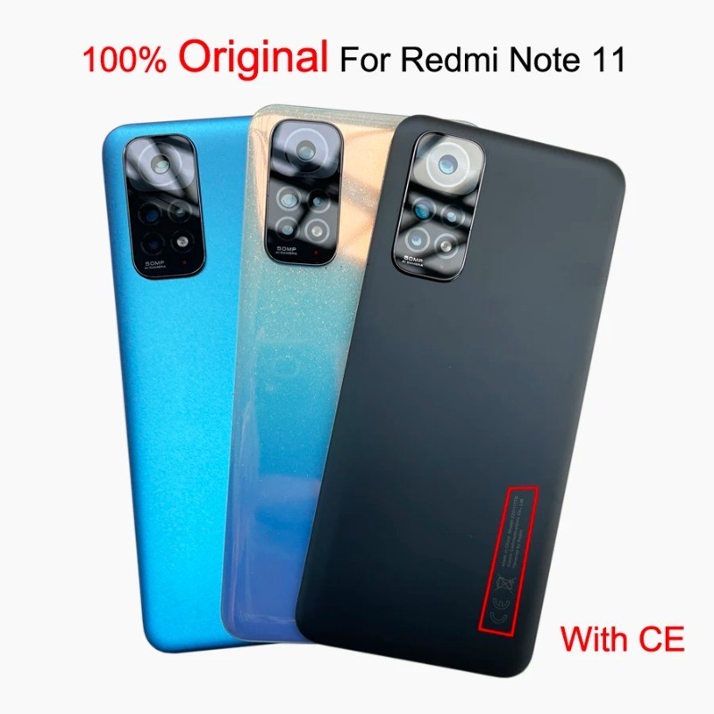 ฝาครอบแบตเตอรี่ ของแท้ 100% สําหรับ Xiaomi Redmi Note 11 2201117Tg เคสประตูหลัง พร้อมกรอบเลนส์กล้อง อะไหล่ซ่อม