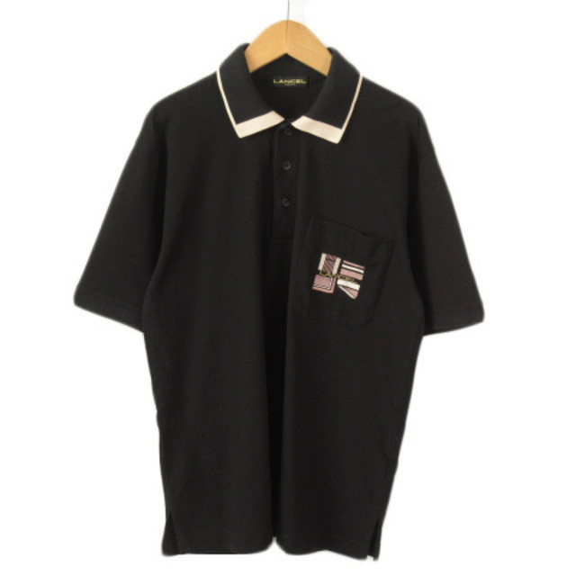 Lancel LANCEL Vintage Polo Shirt Logo Embroidery Short Sleeve M Black Direct from Japan Secondhand