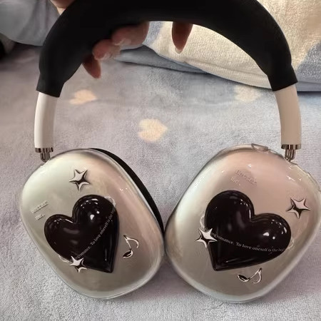 เคสหูฟังไร้สาย ลายหัวใจ สีดํา สําหรับ Airpods Max