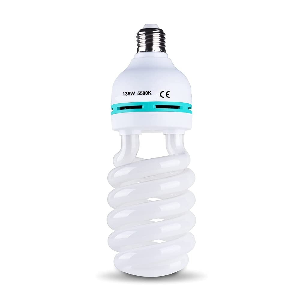 135W Light Bulb 5500K CFL Daylight Spiral Softbox Lighting Kit Bulb in E27/E26 Socket for Photograph