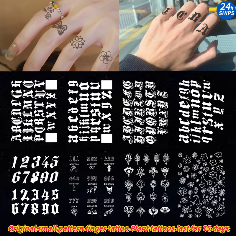 สติกเกอร์รอยสักชั่วคราว ลายตัวเลข สีดํา กันน้ํา ใช้งานได้นาน 15 วัน