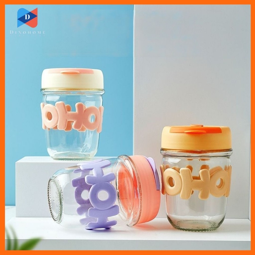 ⭐️ขายปลีก/ส่ง⭐️แก้วใส่น้ำ พร้อมหลอดแก้ว 350ML น่ารัก #W-0004