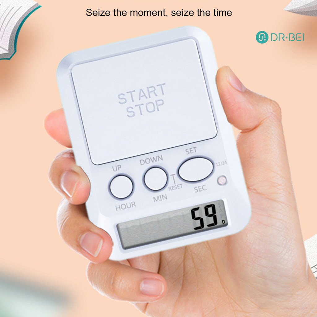 Dr.bei การเรียนรู้จับเวลาสําหรับศึกษานับถอยหลังวันที่จับเวลา Beep Light Timer Clock Multi-Function นาฬิกาอิเล็กทรอนิกส์จับเวลาน่ารักดิจิตอลสําหรับยิม Break Time Cooking Meeting - รูปที่ 2