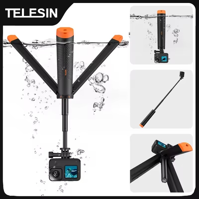 Telesin บาร์พยุงตัวใต้น้ําดําน้ําไม้เซลฟี่แบบยืดได้ขาตั้งกล้องสําหรับ Gopro Insta360 DJI OSMO อุปกรณ์เสริมสําหรับกล้องกีฬา