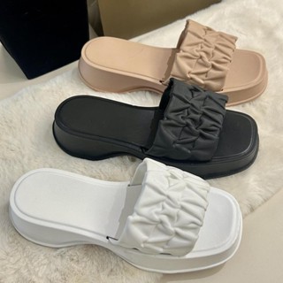 go รองเท้าแตะผู้หญิง เสริมส้น4ซม. ส้นแบน เพิ่ม1เบอร์ แฟชั่น …