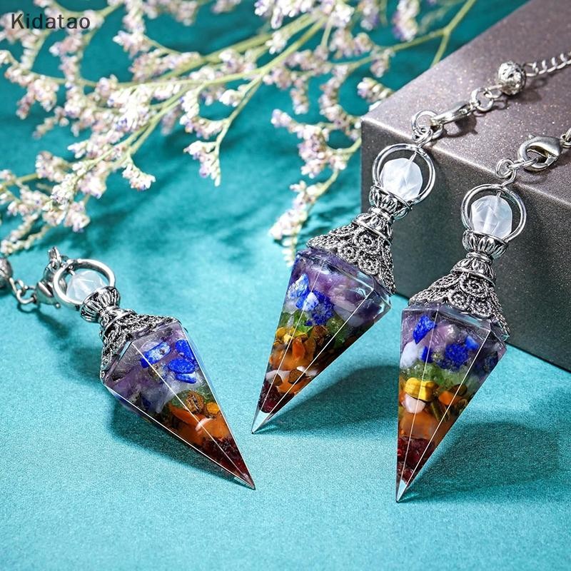 Kidatao ธรรมชาติ 7 Chakra Healing คริสตัลลูกตุ้มสําหรับ Dowsing Divination ควอตซ์หินลูกตุ้มโบราณ Reiki จี้เครื่องประดับใหม่