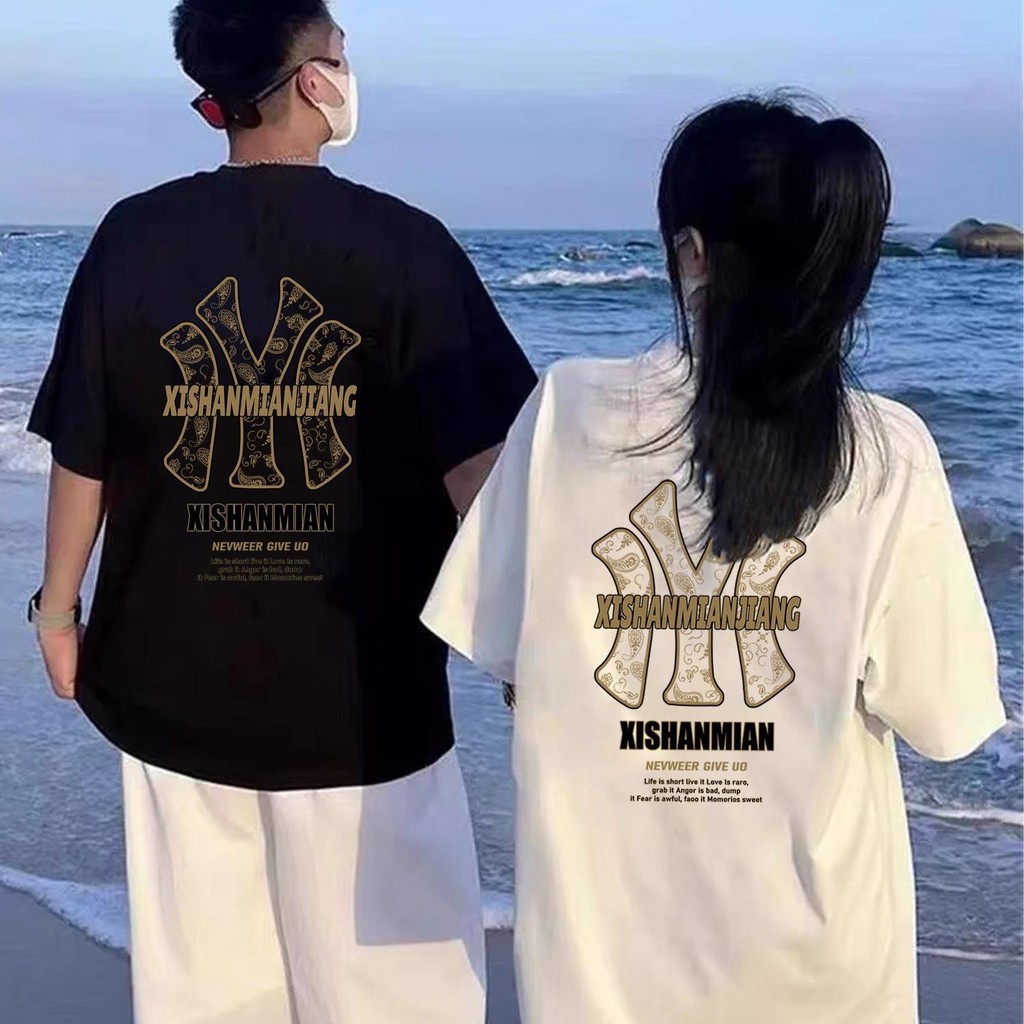 Top.street เสื้อยืดoversize "XISHANMIAN" t shirt cotton100% แขนสั้น 2025 แฟชั่น แนวสตรีท สไตล์เกาหลี