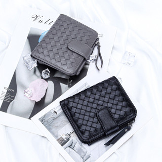 กระเป๋าสตางค์ใบสั้นทอหนังแกะ|กระเป๋าสตางค์หนังแท้หลายช่อง|สุ…