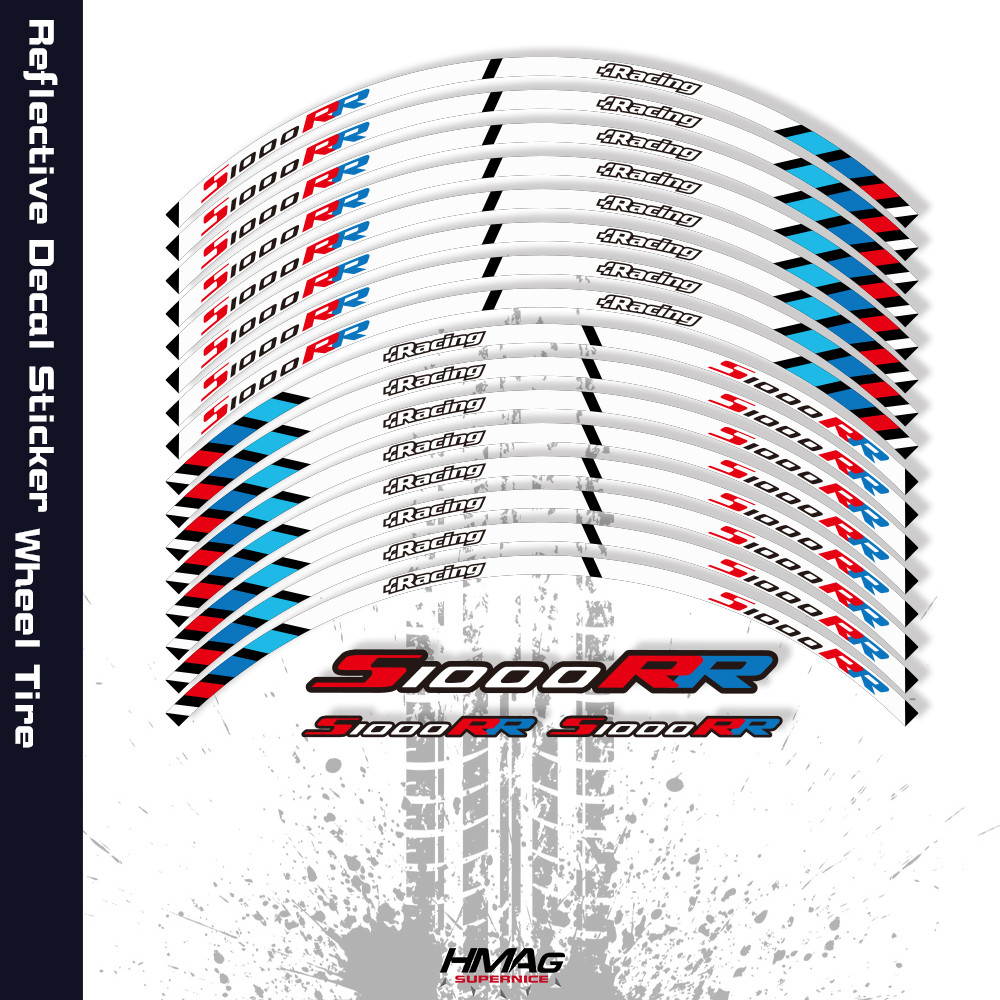 สําหรับ BMW S1000RR S1000 RR 17 นิ้วสติกเกอร์รถจักรยานยนต์ Decals สะท้อนแสงกันน้ําล้อ Hub ล้อ Racing สติกเกอร์ Decal