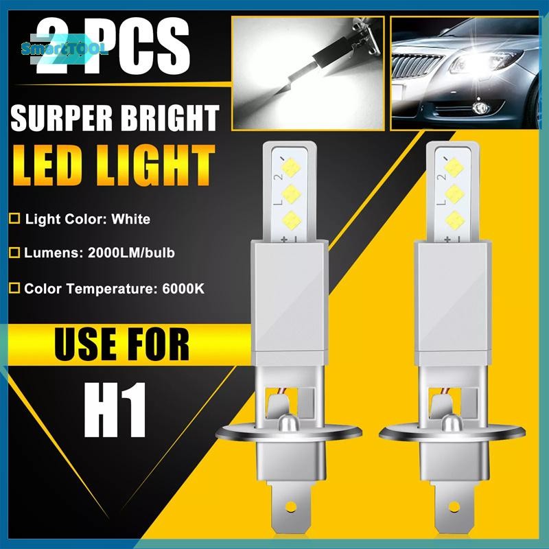 UTZN> 2 ชิ้น 2000LM H1 LED ไฟหน้าหลอดไฟรถหมอก 6000 พันสีขาว 12 โวลต์-24 โวลต์ Super Bright,ปลั๊กและเล่น Fanless ใหม่