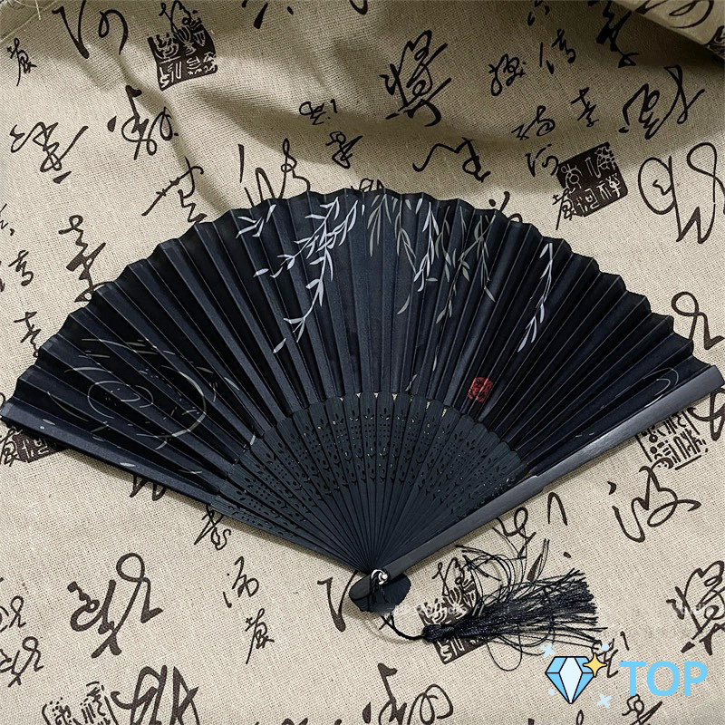 พัดผ้าไหม สไตล์จีน แบบพับได้ folding fan