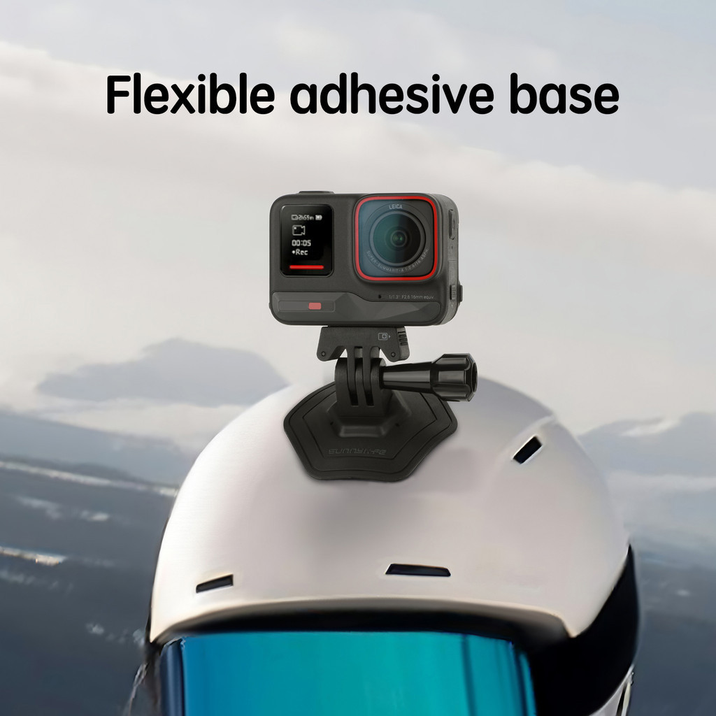 สําหรับ OSMO 360/Action 4/Insta360 GO3 ฐานกาวแบบยืดหยุ่น GoPro ขาตั้งหมวกกันน็อคโค้ง