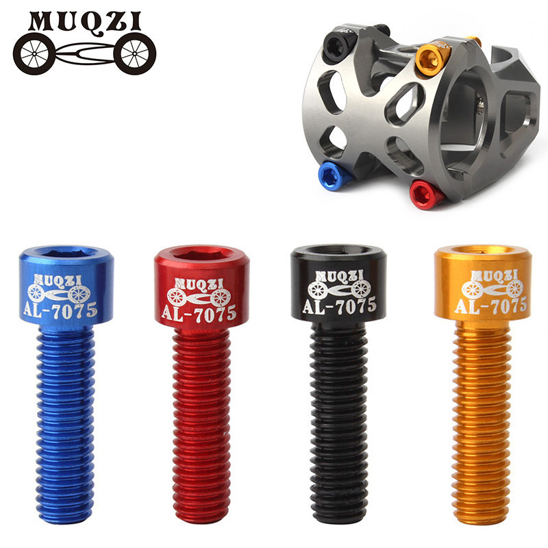 Muqzi สกรูคอแฮนด์จักรยาน โลหะผสมอลูมิเนียม M5*17 มม. 4 ชิ้น