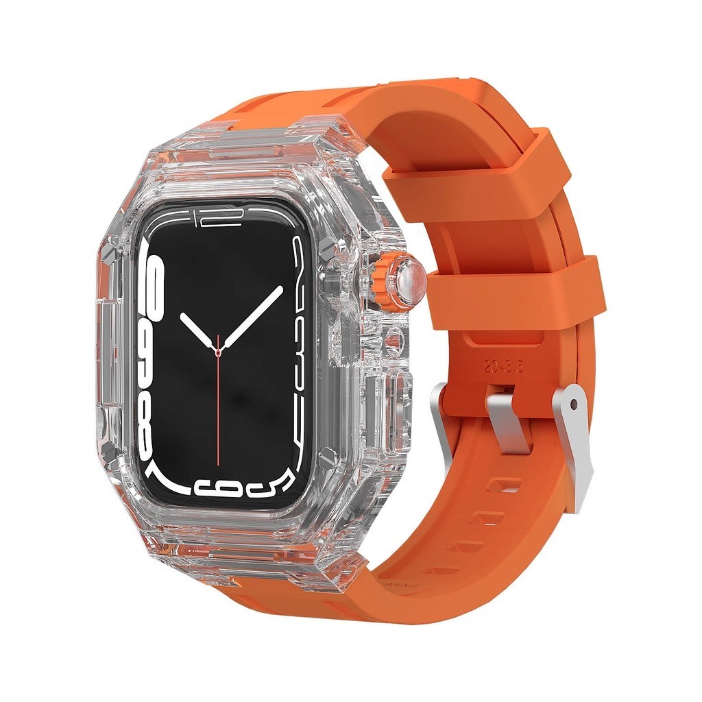 สายนาฬิกาข้อมือยางซิลิโคนใส หรูหรา สําหรับ Apple Watch 8 7 se 6 5 4 iwatch 44 มม. 45 มม. 41 มม. 40