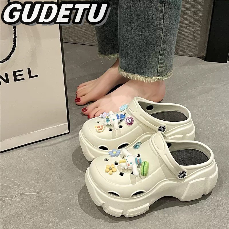 GUDETU.SANDALS.รองเท้าแตะ พื้นหนา ป้องกันการลื่น พิมพ์ลายการ์ตูนน่ารัก ป้องกันกลิ่น สําหรับผู้หญิง