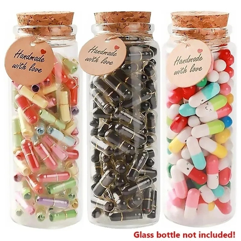 52/60/100 ชิ้น Mini DIY ข้อความแคปซูล Blank Notes Pill พร้อมม้วนกระดาษ Wish แคปซูลโปร่งใส Party วันวาเลนไทน์ ราคา ถูกที่สุด ดีลบีเคเค