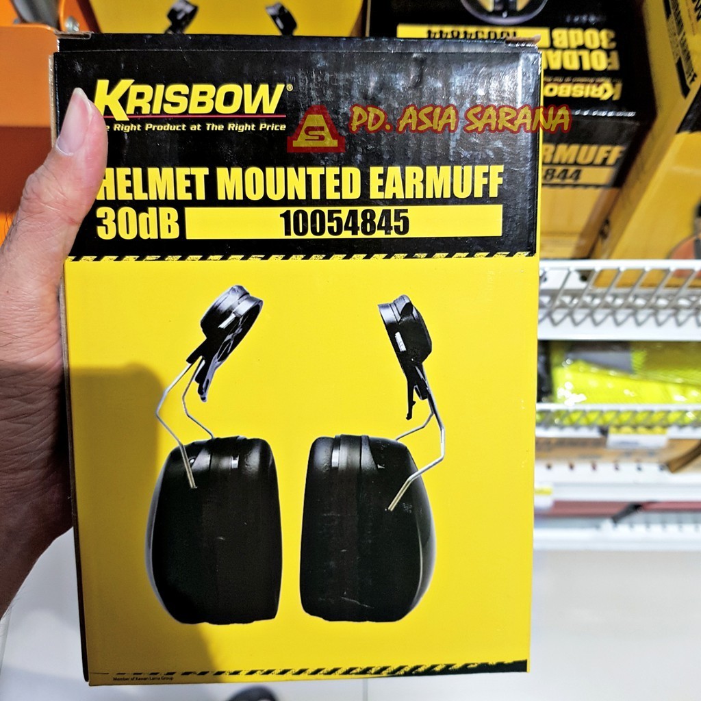 Krisbow 30dB Mounted Helmet Cap Earmuff Safety Ear Protector 10054