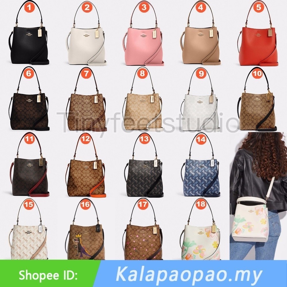 Town Bucket Bag 91122 91512 236 C5787 C6923 C8609 หนังวัว ผู้หญิง กระเป๋าสะพายข้าง Coac h กระเป๋า หน
